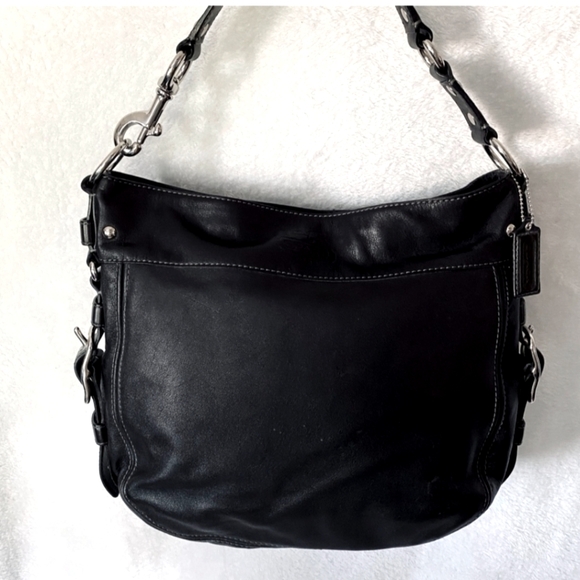Coach Handbags - Coach Zoe Black Leather Hobo Shoulder Bag - Magenta interior ‘09 - F12669